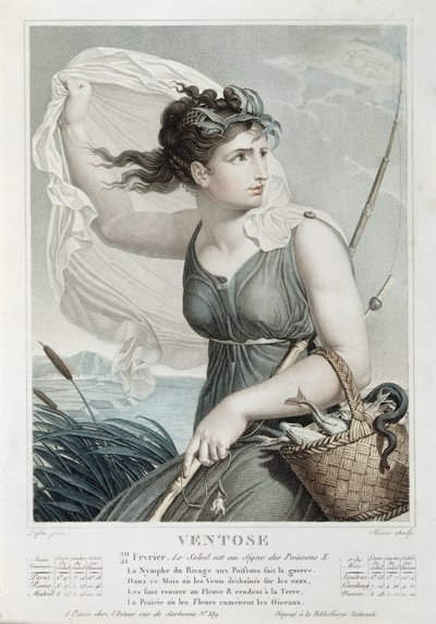 Ventose (februari-maart), zesde maand van de Republikeinse Kalender, gegraveerd door Tresca, c.1794 door Louis Lafitte